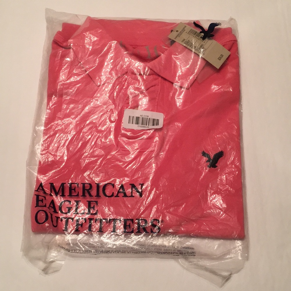 American Eagle Pink Polo Tee mens size small NWT